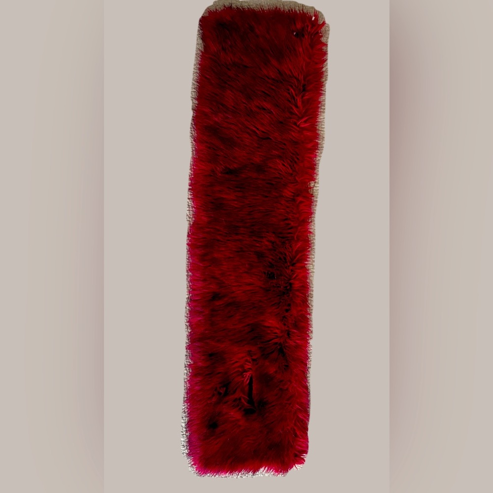 Stevie Mac Deep Red Faux Fur Shrug/Scarf Black Satin lined Slit Closure